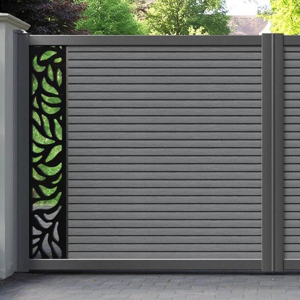 Hudson Plume Straight Top Driveway Gate - Mid Grey - End Screen
