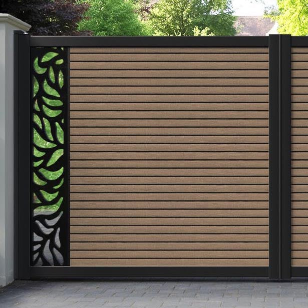 Hudson Plume Straight Top Driveway Gate - Teak - End Screen