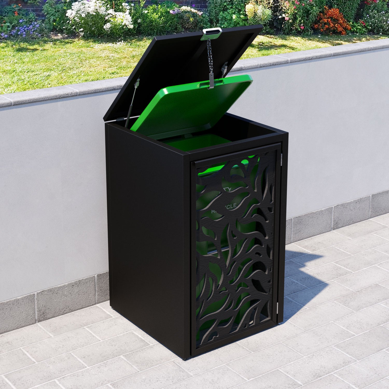 Black 1 Bin Store with Plume Door Screen