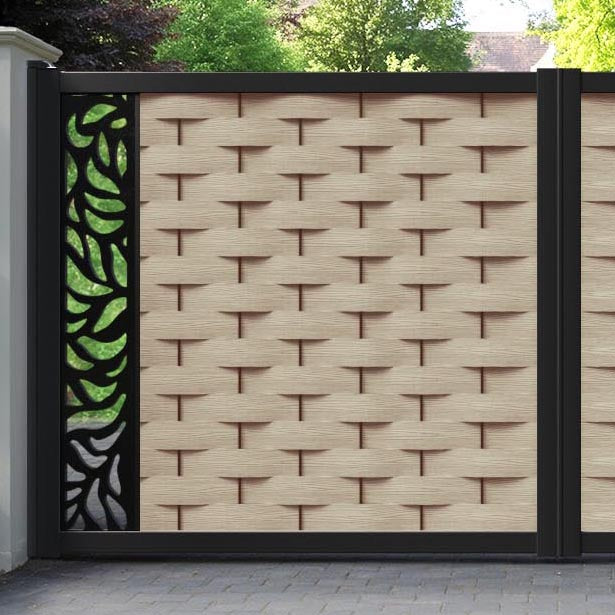 Ripple Plume Straight Top Driveway Gate - Light Oak- End Screen
