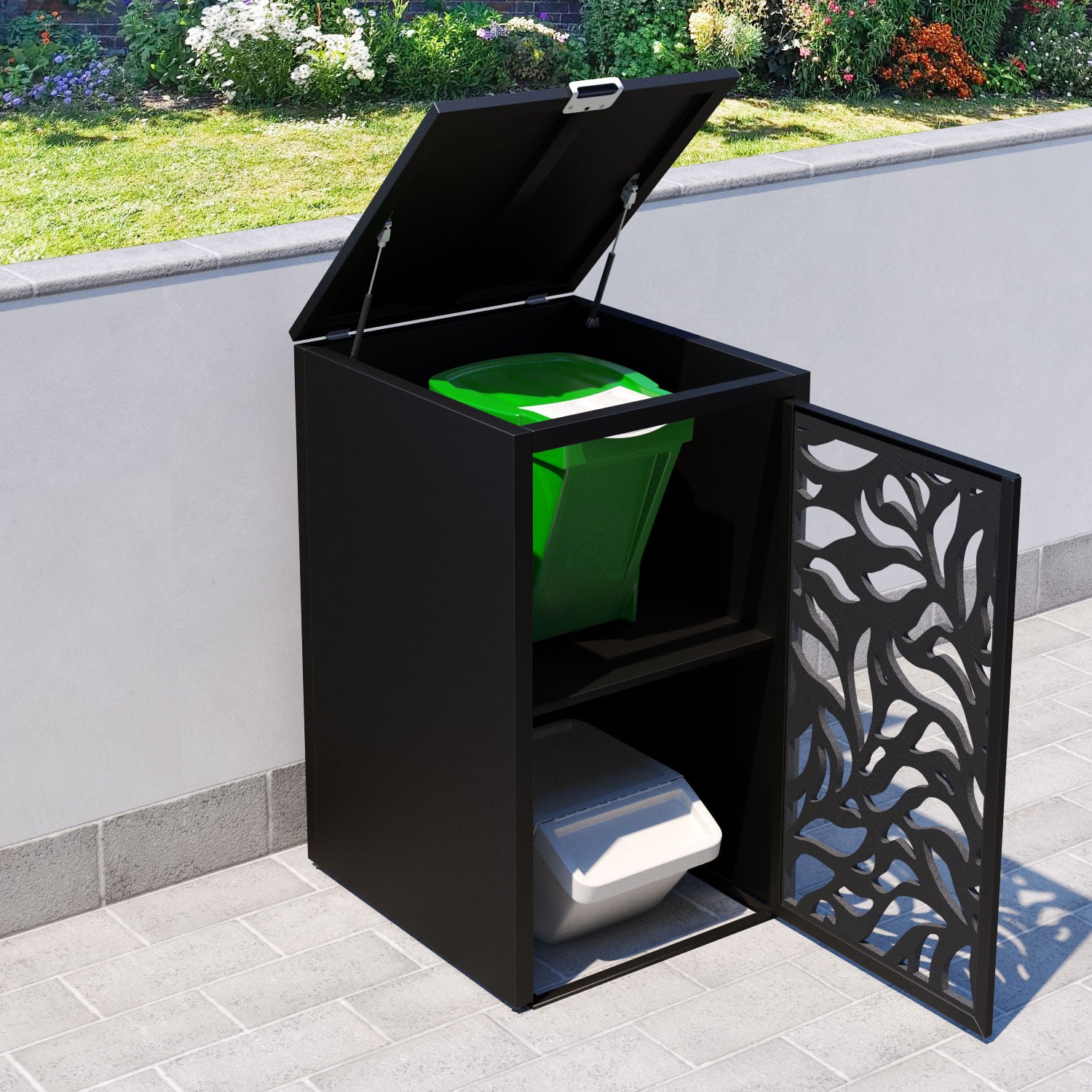 Black 1 Bin Store with Plume Door Screen