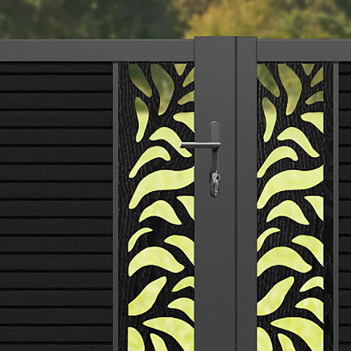 Hudson Plume Straight Top Driveway Gate - Black - Middle & End Screen