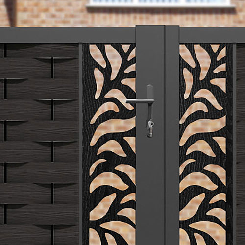 Ripple Plume Straight Top Driveway Gate - Dark Oak - Middle & End Screen