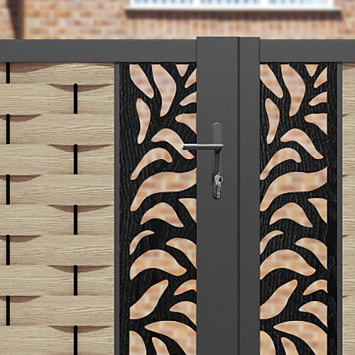 Ripple Plume Straight Top Driveway Gate - Light Oak - Middle Screen