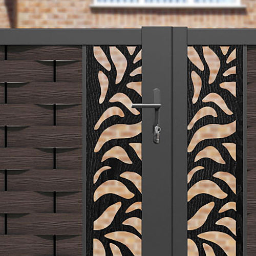 Ripple Plume Straight Top Driveway Gate - Mid Brown - Middle & End Screen