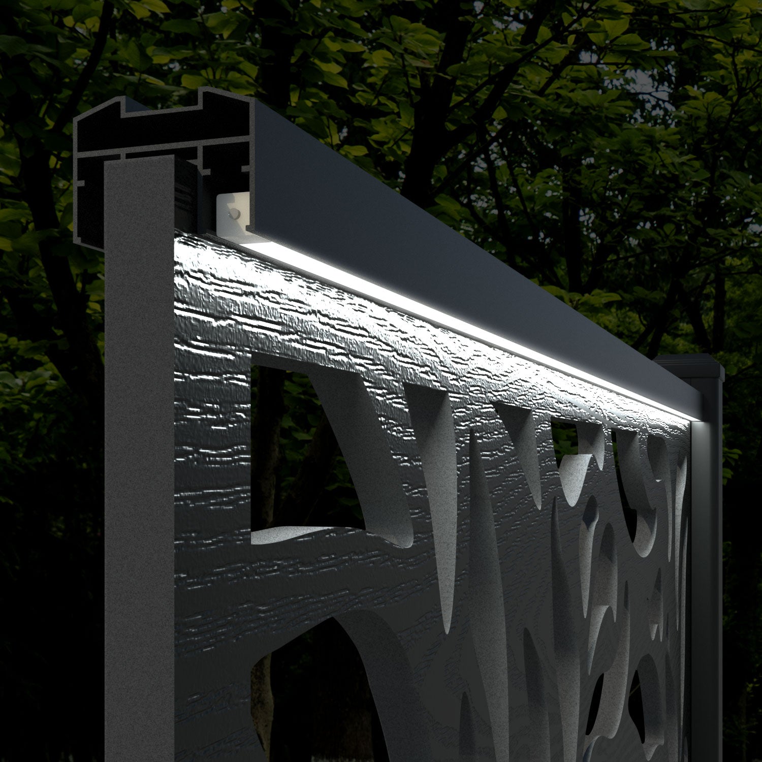 Hudson Plume Fence Panel - Dark Grey - with our aluminium posts