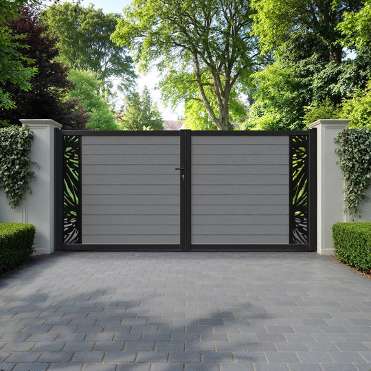 Fusion Poppy Straight Top Driveway Gate - Mid Grey - End Screen