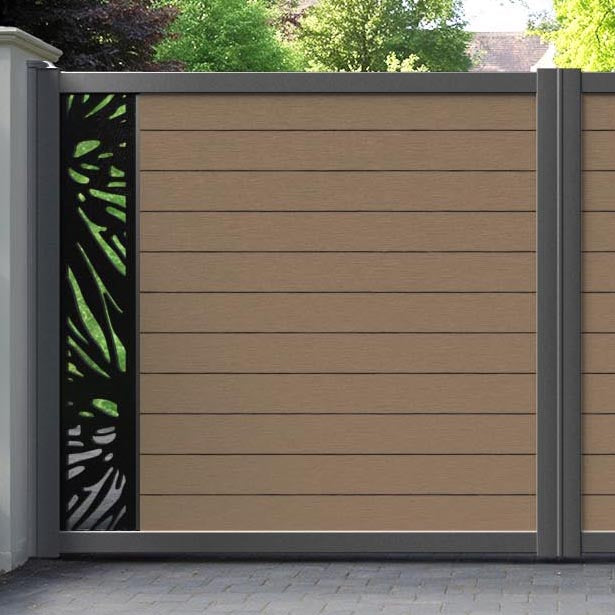 Fusion Poppy Straight Top Driveway Gate - Teak - End Screen