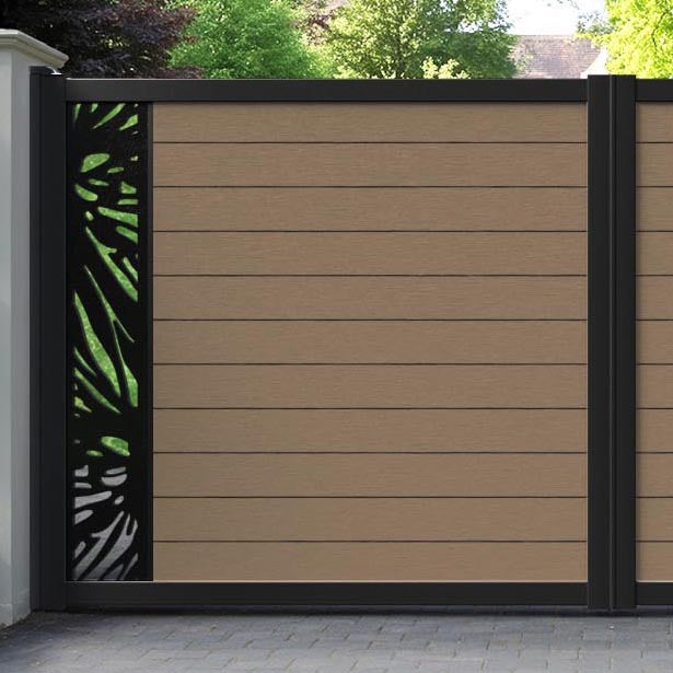 Fusion Poppy Straight Top Driveway Gate - Teak - End Screen