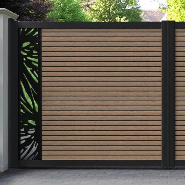 Hudson Poppy Straight Top Driveway Gate - Teak - End Screen