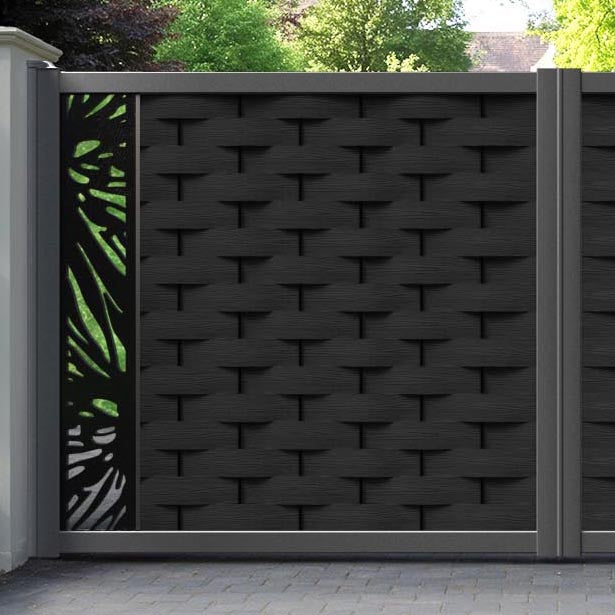 Ripple Poppy Straight Top Driveway Gate - Black - End Screen