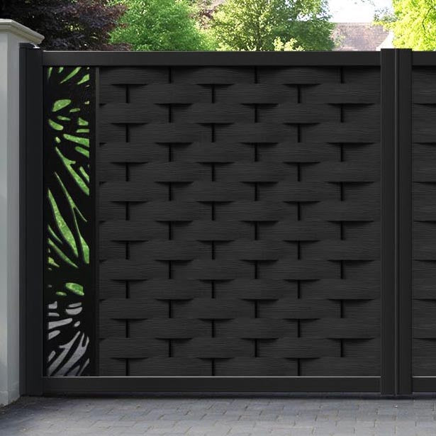 Ripple Poppy Straight Top Driveway Gate - Black - End Screen