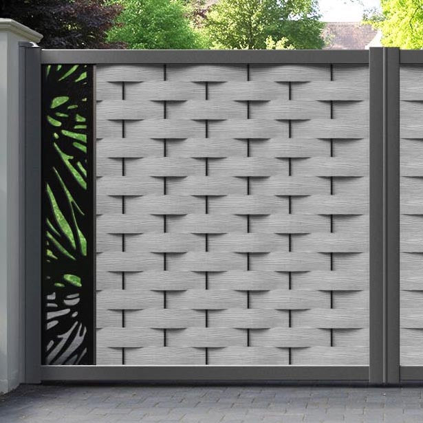 Ripple Poppy Straight Top Driveway Gate - Light Grey - End Screen