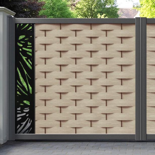 Ripple Poppy Straight Top Driveway Gate - Light Oak - End Screen