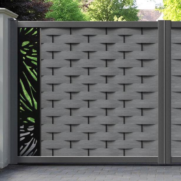 Ripple Poppy Straight Top Driveway Gate - Mid Grey - End Screen