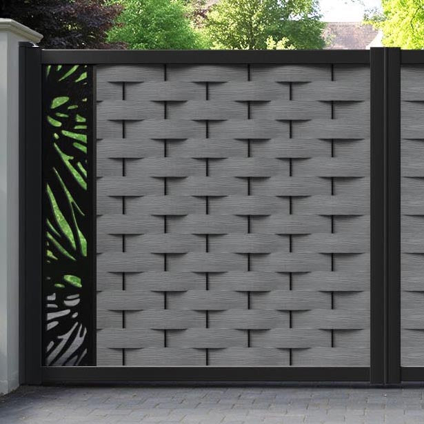 Ripple Poppy Straight Top Driveway Gate - Mid Grey - End Screen
