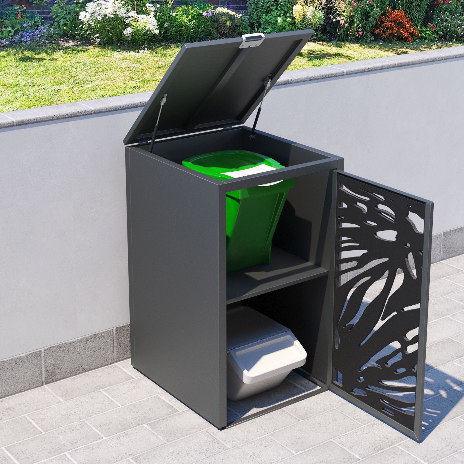 Grey 3 Bin Store with Poppy Door Screen