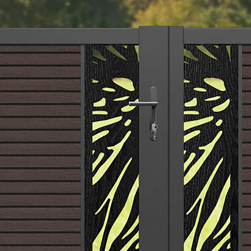 Hudson Poppy Straight Top Driveway Gate - Mid Brown - Middle Screen