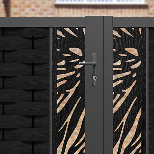 Ripple Poppy Straight Top Driveway Gate - Black - Middle & End Screen