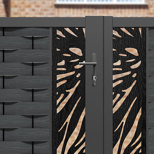 Ripple Poppy Straight Top Driveway Gate - Dark Grey - Middle & End Screen