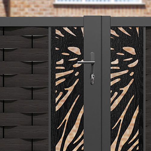Ripple Poppy Straight Top Driveway Gate - Dark Oak - Middle Screen