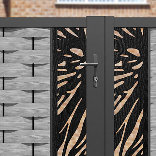 Ripple Poppy Straight Top Driveway Gate - Light Grey - Middle & End Screen