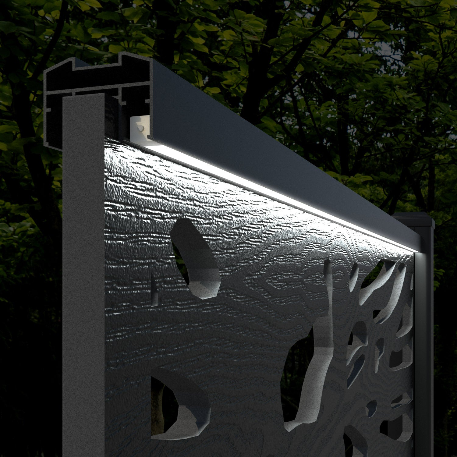 Hudson Poppy Fence Panel - Dark Oak - with our aluminium posts