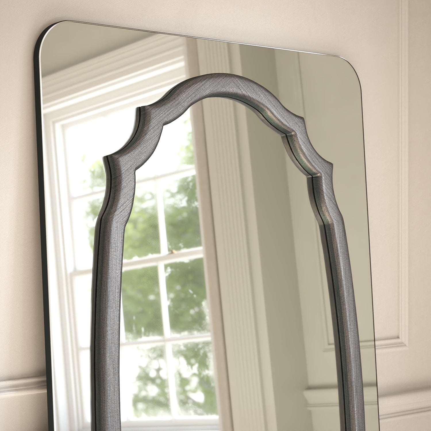 Porto Frame Within Rounded Rectangle Full-Length Leaner Mirror - with LED