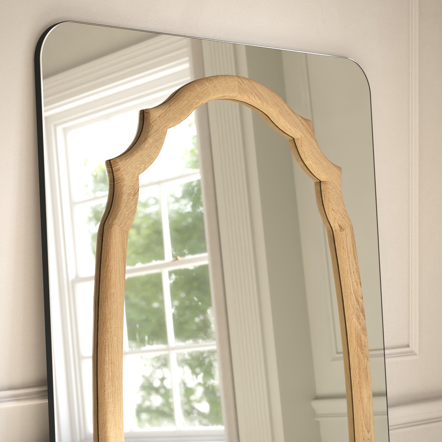 Porto Frame Within Rounded Rectangle Full-Length Leaner Mirror - with LED