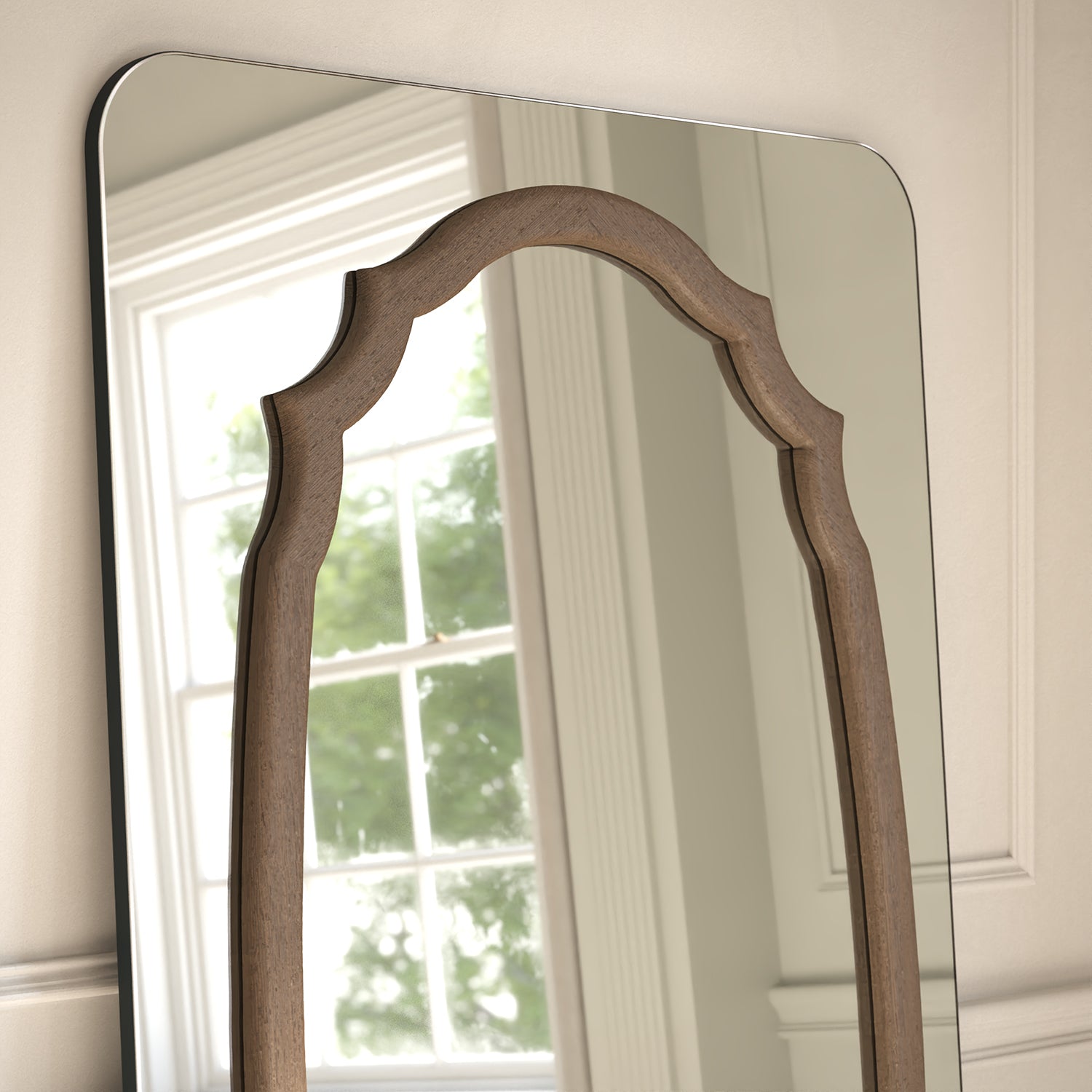 Porto Frame Within Rounded Rectangle Full-Length Leaner Mirror - with LED