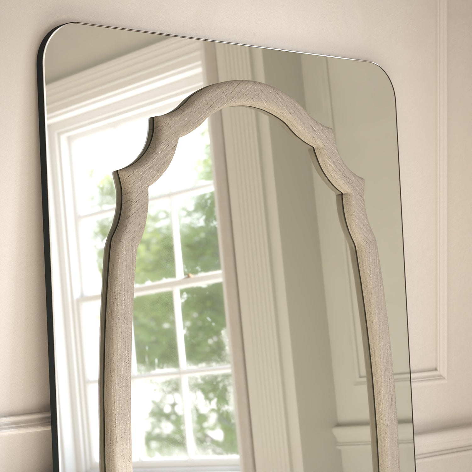 Porto Frame Within Rounded Rectangle Full-Length Leaner Mirror - with LED