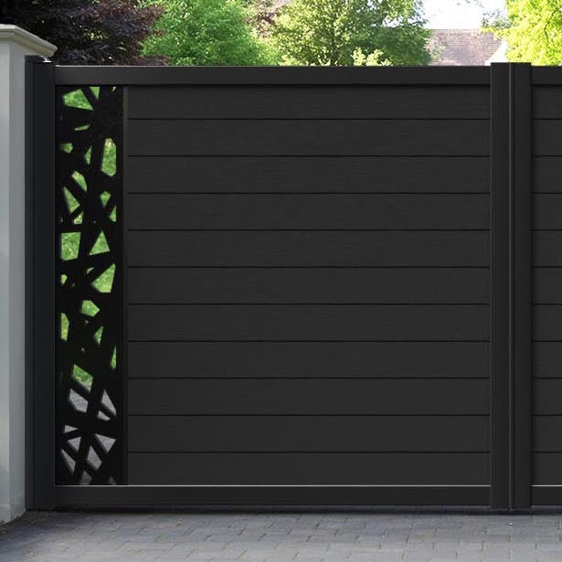 Fusion Prism Straight Top Driveway Gate - Black - End Screen