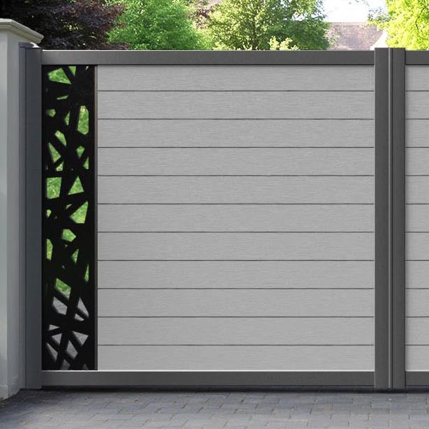 Fusion Prism Straight Top Driveway Gate - Light Grey - End Screen