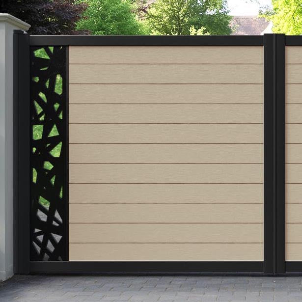 Fusion Prism Straight Top Driveway Gate - Light Oak - End Screen