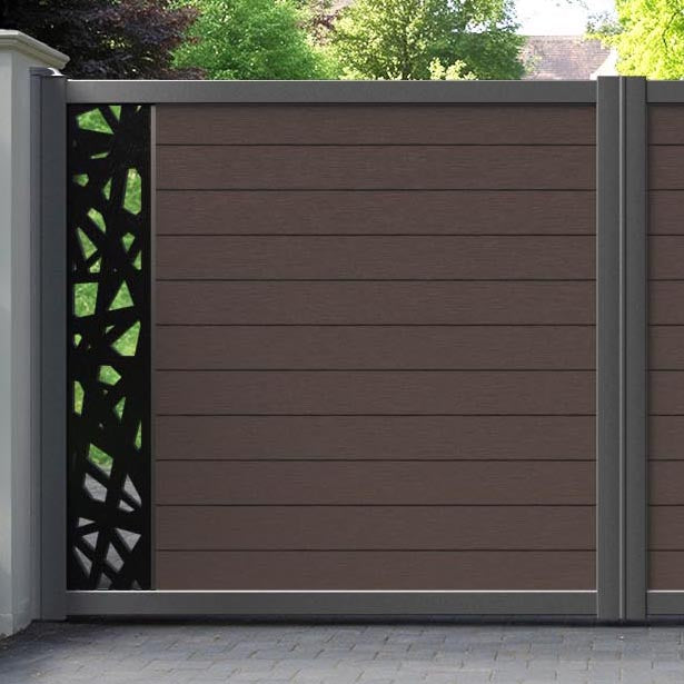 Fusion Prism Straight Top Driveway Gate - Mid Brown - End Screen