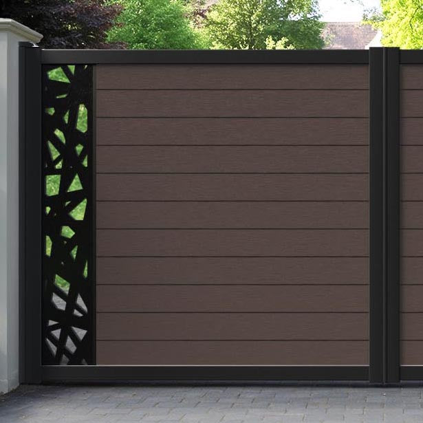 Fusion Prism Straight Top Driveway Gate - Mid Brown - End Screen