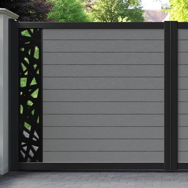Fusion Prism Straight Top Driveway Gate - Mid Grey - End Screen