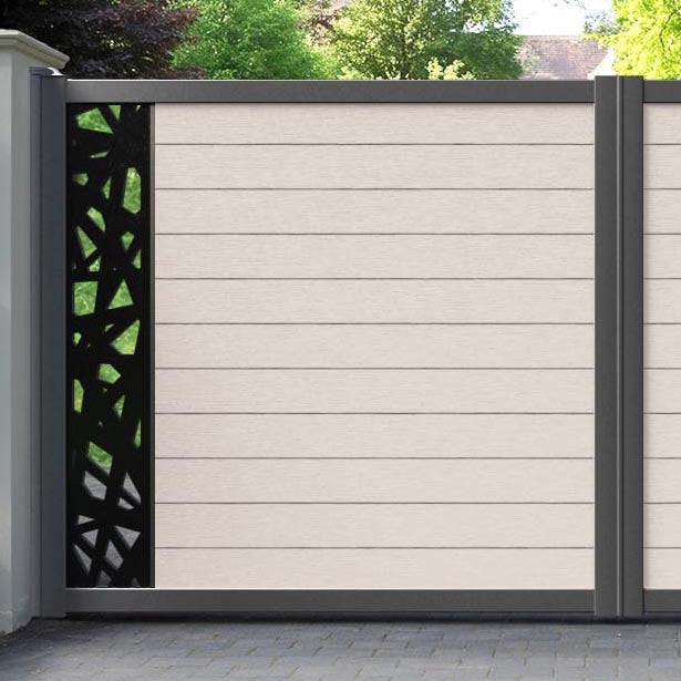 Fusion Prism Straight Top Driveway Gate - Mid Stone - End Screen