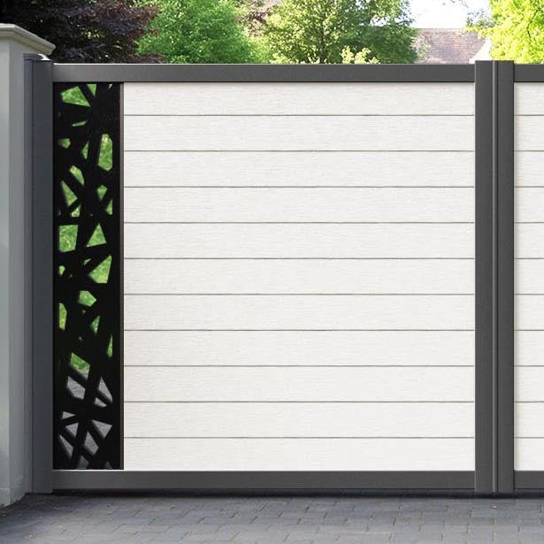 Fusion Prism Straight Top Driveway Gate - Light Stone - End Screen