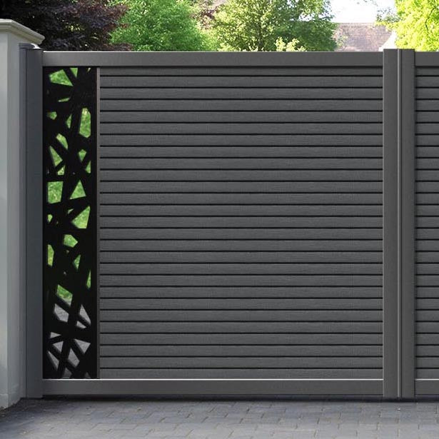 Hudson Prism Straight Top Driveway Gate - Dark Grey - End Screen