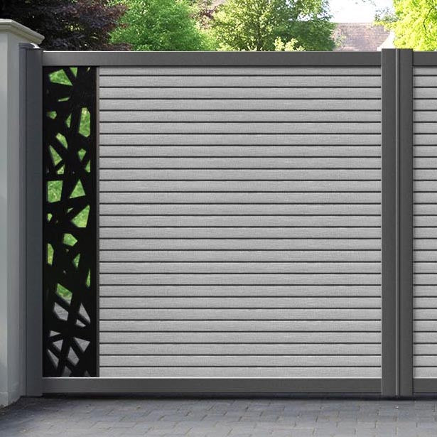 Hudson Prism Straight Top Driveway Gate - Light Grey - End Screen