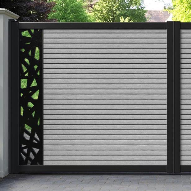 Hudson Prism Straight Top Driveway Gate - Light Grey - End Screen