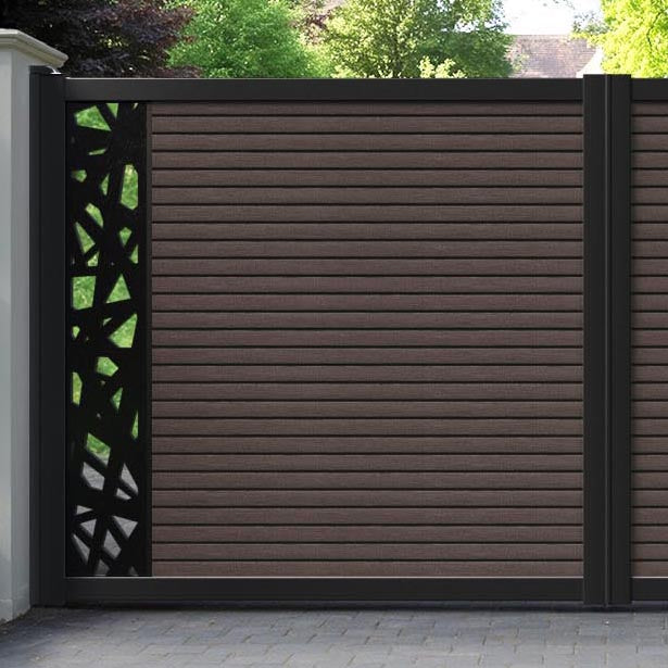 Hudson Prism Straight Top Driveway Gate - Mid Brown - End Screen