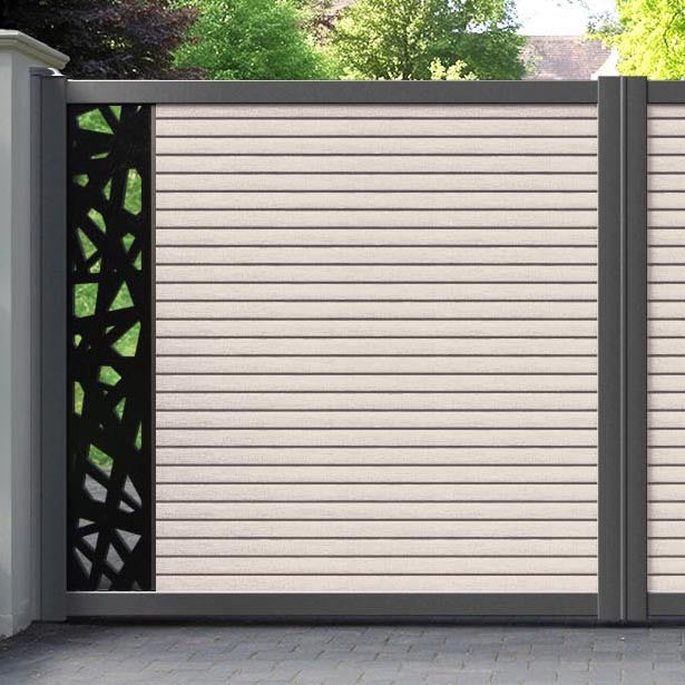 Hudson Prism Straight Top Driveway Gate - Mid Stone - End Screen