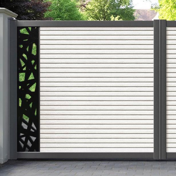 Hudson Prism Straight Top Driveway Gate - Light Stone - End Screen