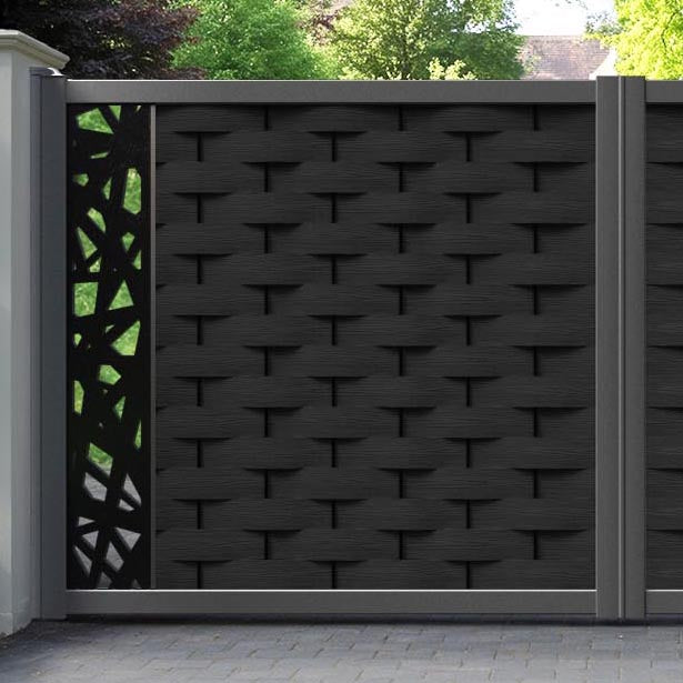 Ripple Prism Straight Top Driveway Gate - Black - End Screen