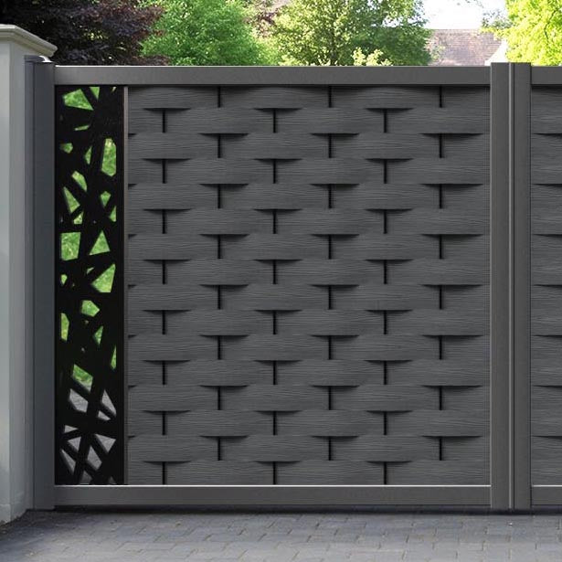 Ripple Prism Straight Top Driveway Gate - Dark Grey - End Screen