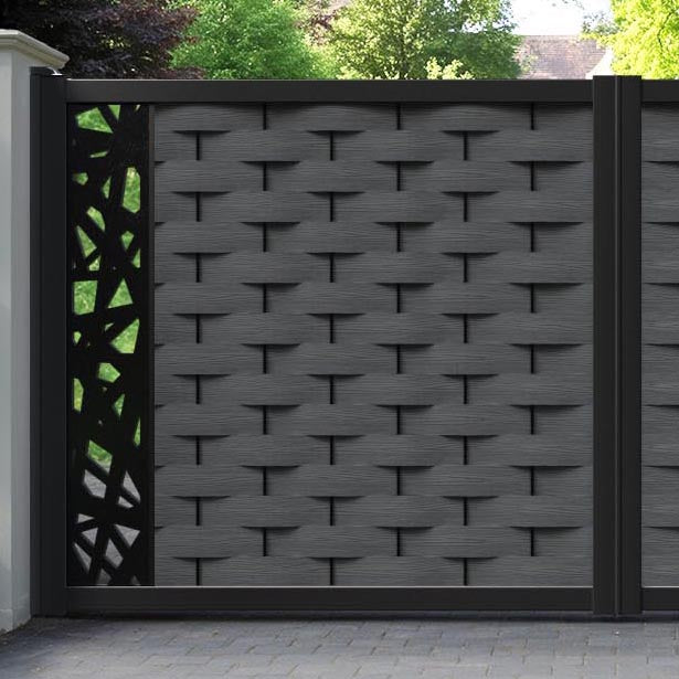 Ripple Prism Straight Top Driveway Gate - Dark Grey - End Screen
