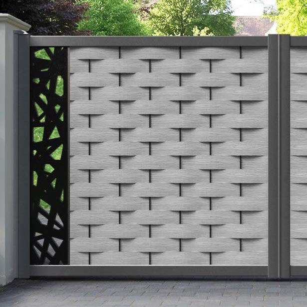 Ripple Prism Straight Top Driveway Gate - Light Grey - End Screen