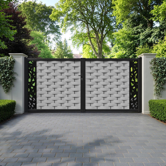Ripple Prism Straight Top Driveway Gate - Light Grey - End Screen